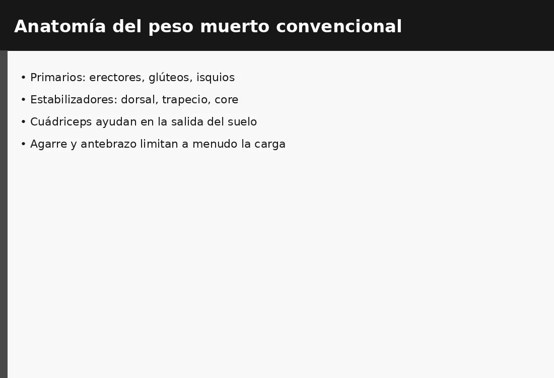 Músculos que intervienen en el peso muerto convencional