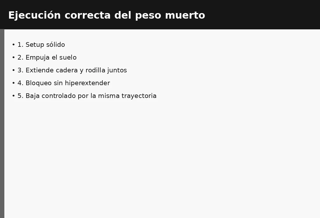 Ejecución del peso muerto con técnica correcta